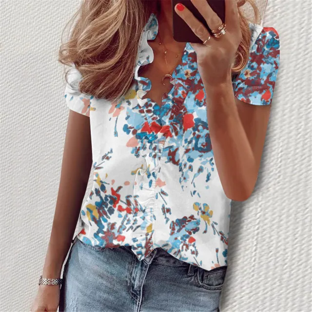 European And American Summer Ruffles Short Sleeve Slim Flower Print Figure 7 Xl - Shop at LoveMi