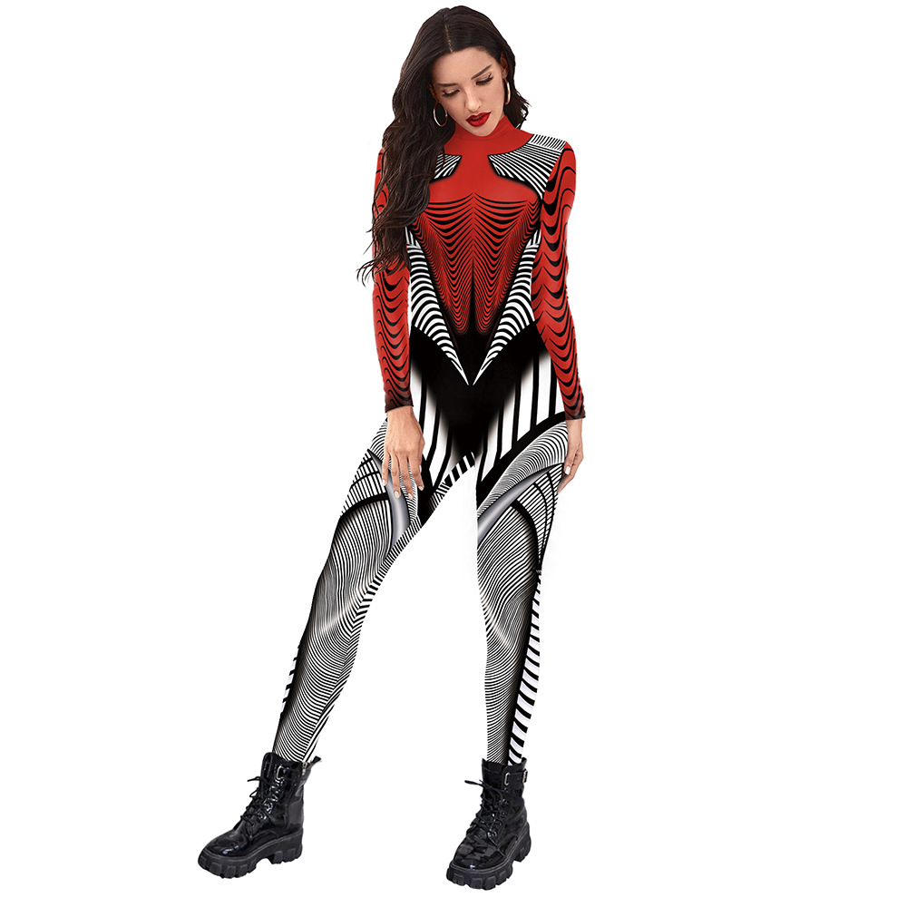 Halloween Funny Skeleton 3d Printed Stage Costume Jumpsuit