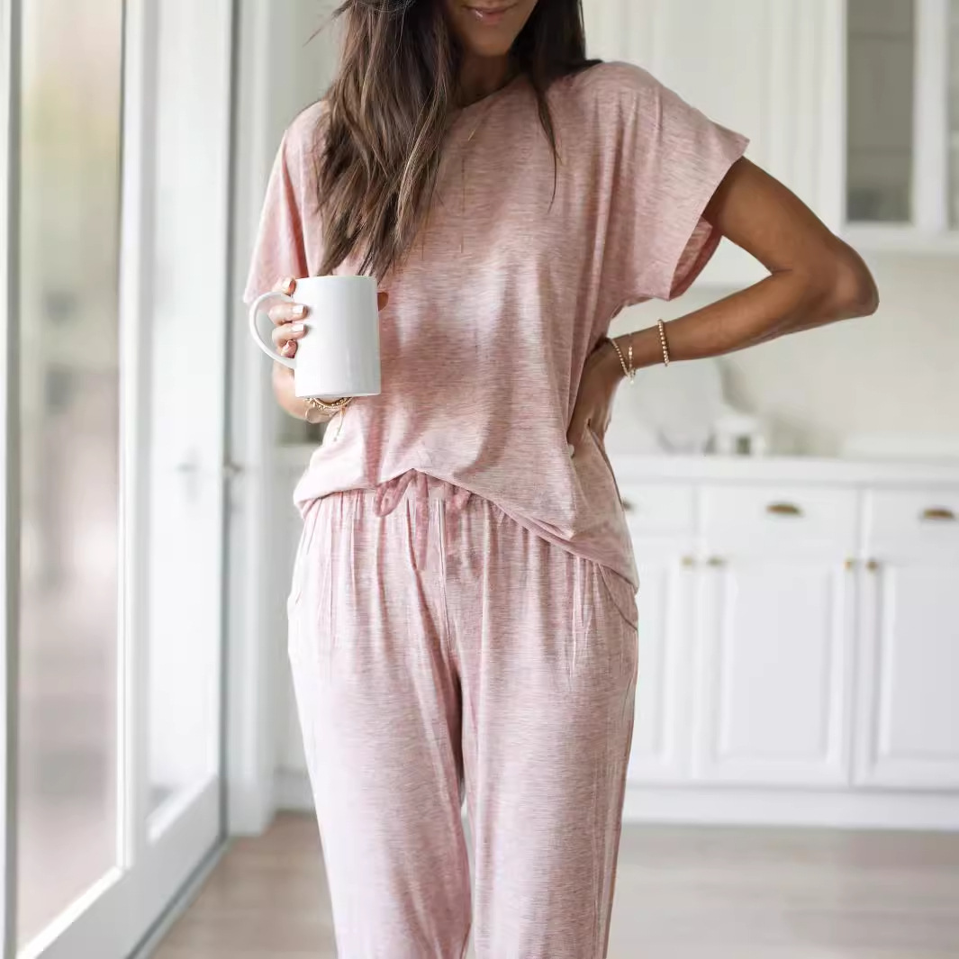 Round Neck Short Sleeve Loose Outfit