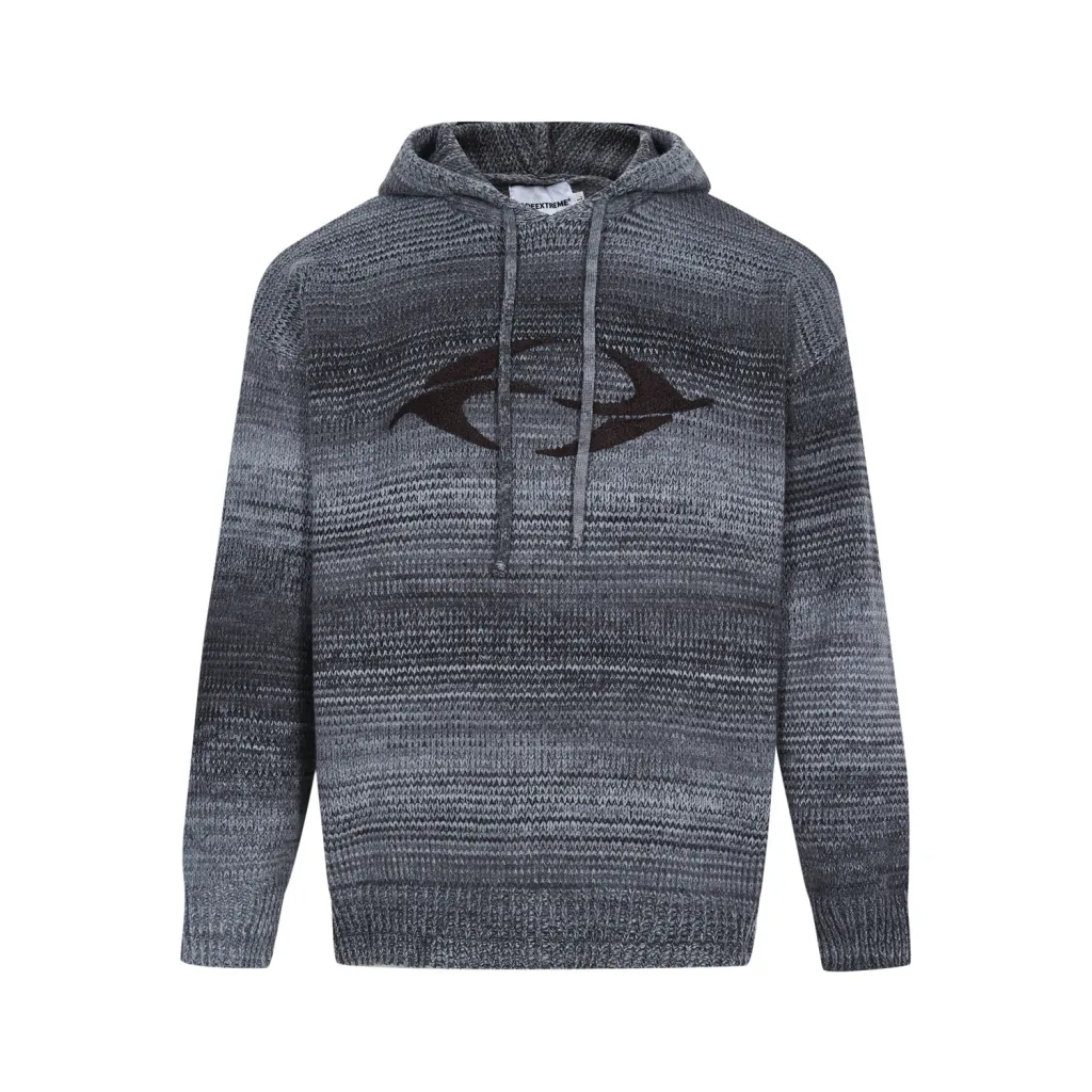 Street Retro Maillard Gradient Hooded Sweater - Gray