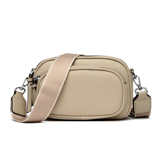 Simple And Versatile Crossbody Texture Multi layer Small Square Bag Apricot - Shop at LoveMi