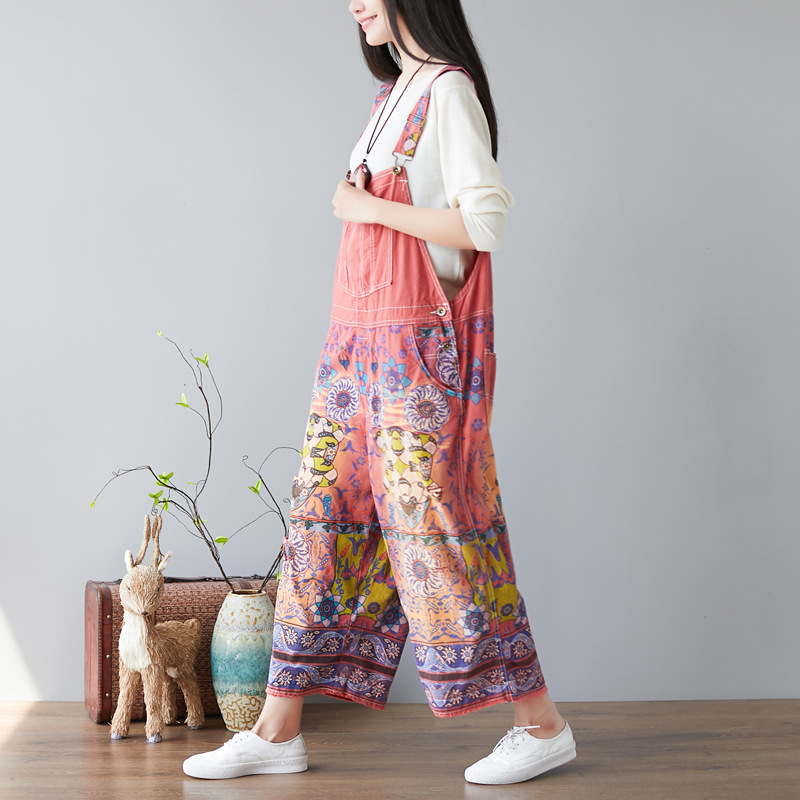 Title 19, Womens Printed Crotch Denim Wide-leg Pants, of...