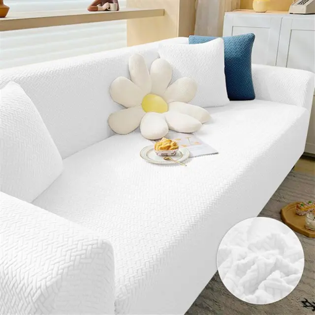 Thick Elastic Sofa Cover Slipcover Stretch Polar Fleece Arm White - Shop at LoveMi