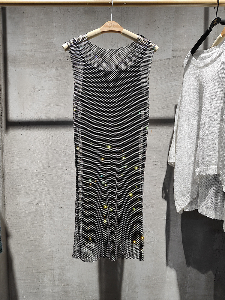 Girls' Sling New Net Drill Crystal Dress