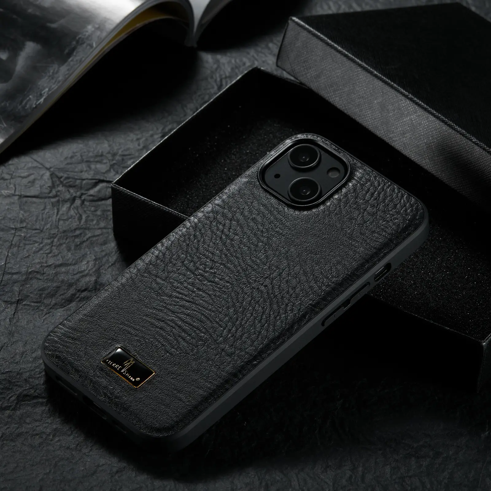 Simple Solid Color Business Leather Pattern All-inclusive Phone Case