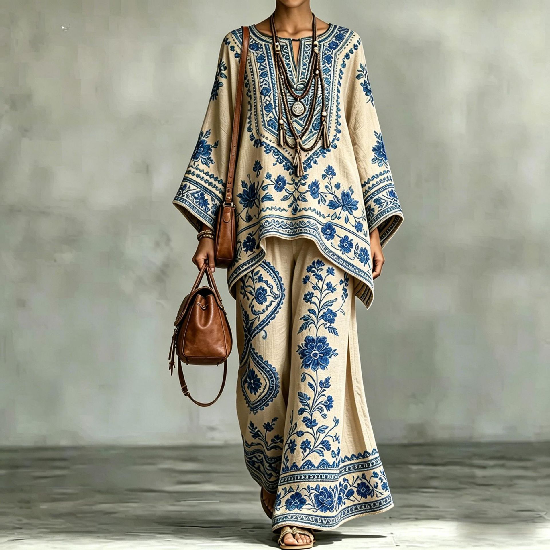 Women's printed two-piece set – style 5 3D relief pattern top and pants
