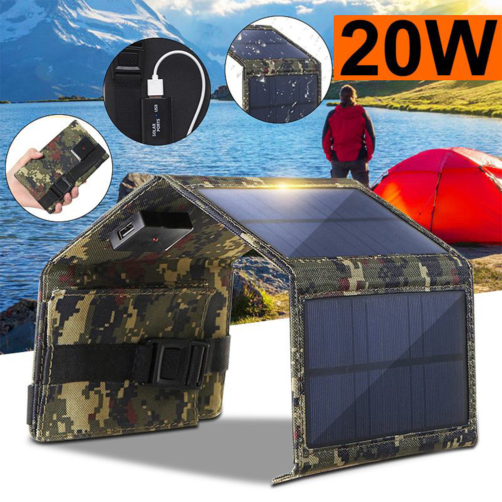 Title 5, 20W Portable Solar Panel Outdoor Power Supply