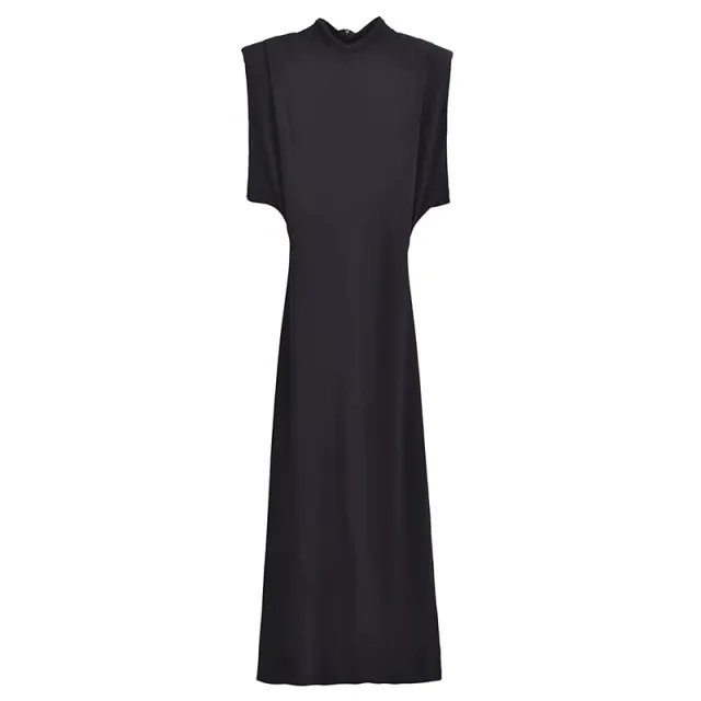 Women's Fashion With Padded Shoulder Slim Knit Dress Black - Shop at LoveMi