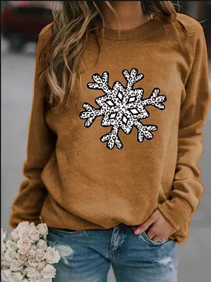 Christmas Creative Letters Printed Crew Neck Sweatshirt Khaki - Shop at LoveMi