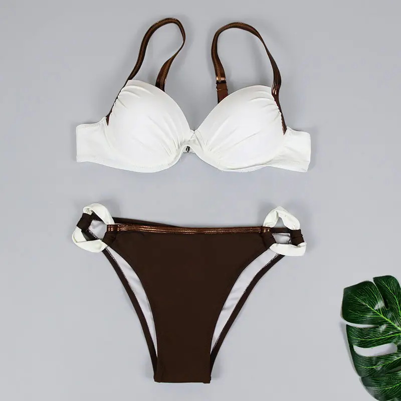 Women's Solid Color Pleated Bag Split Swimsuit