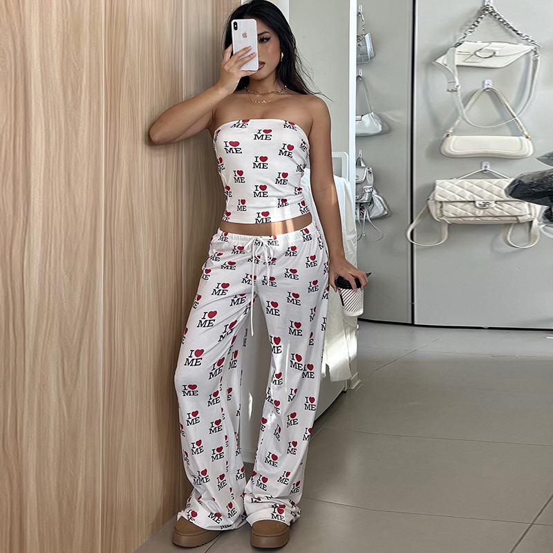 Loose-fitting Casual Pants With Printed Letters