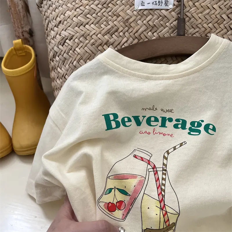 New Boys And Girls Round Neck Cartoon Printed T-shirt