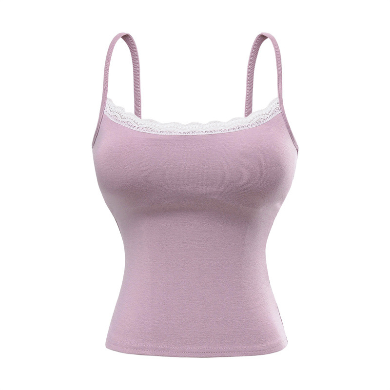 New Lace Edge Atmosphere Inner Wear Slim-fit With Brassiere Pad Sweet And Spicy Vest Bottoming Shirt