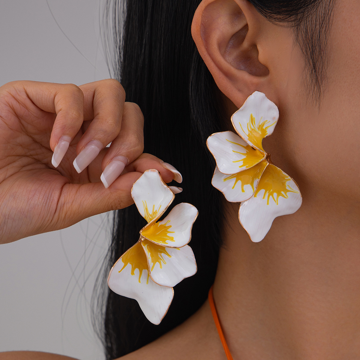 Irregular Petal Stud Earrings For Women Pastoral Colorful Flower Design
