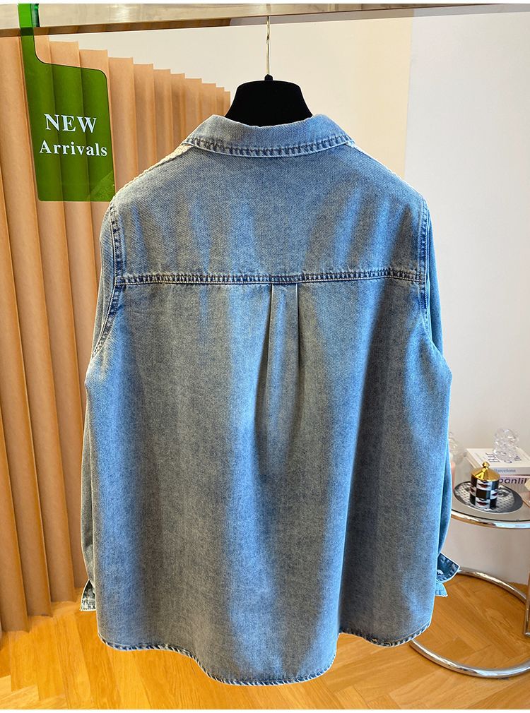Loose-fit Lace Epaulette Patchwork Shirt Jacket Top Loose-fit Lace Epaulette Patchwork Shirt Jacket Top