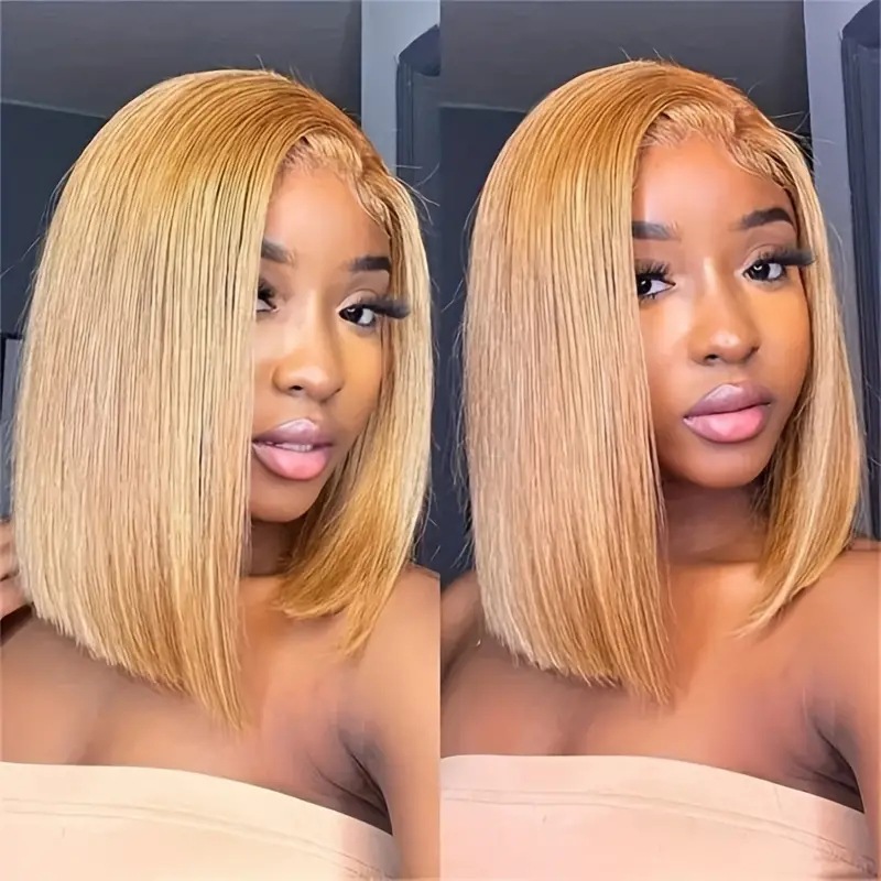 Shangqian Lace Trim Golden Middle-Parted Bangs Full Head Wig