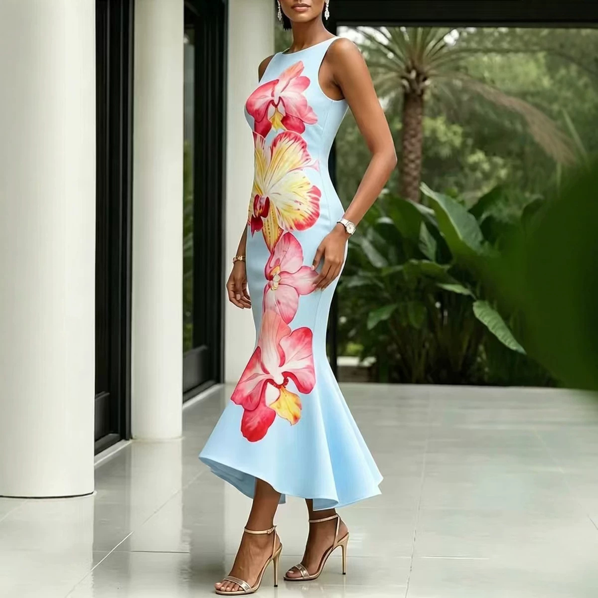 Womens Round-neck Loose-fitting Versatile Dress