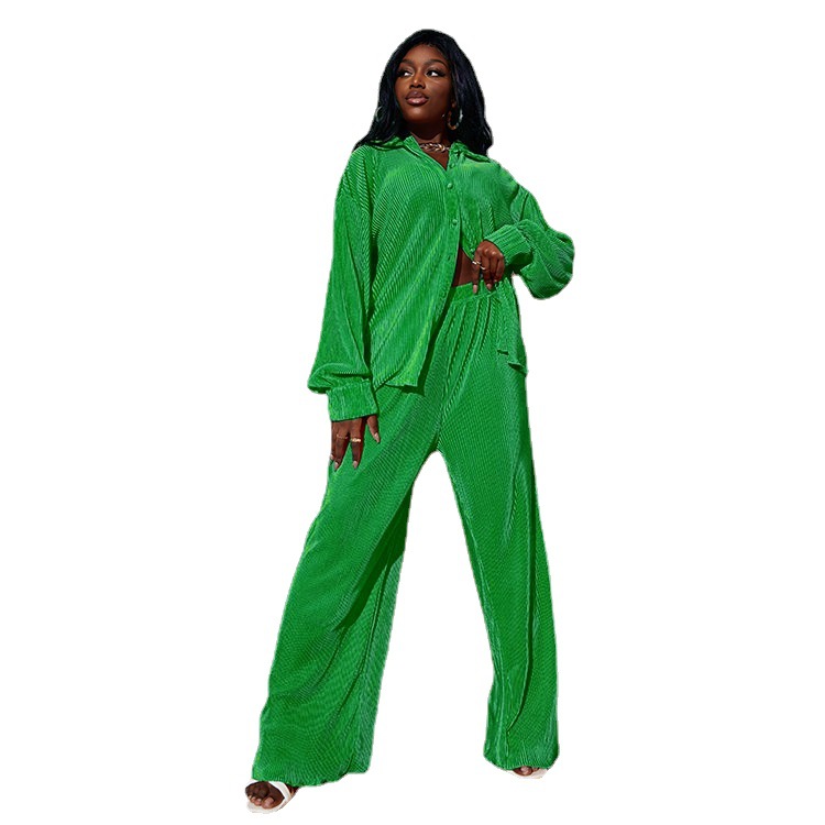 European And American Long-sleeve Suit Women's Fashion Pleated