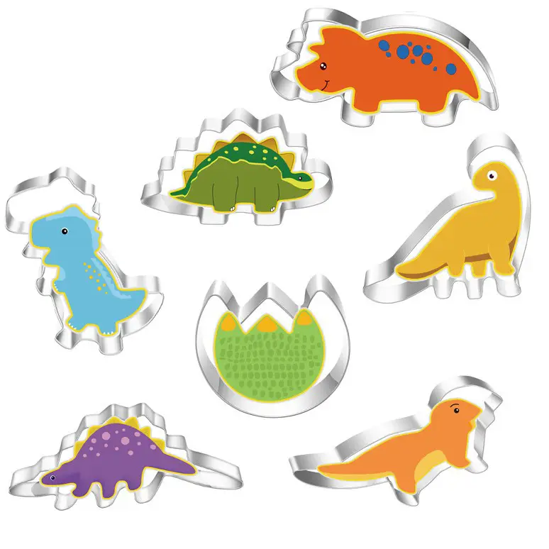 Stainless Steel Biscuit Mold Dinosaur 7-piece Set Cutting Die Set Baking Tool DIY Combination