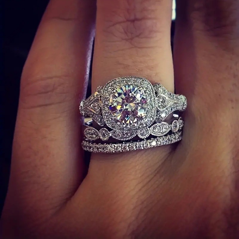 Three-piece Zircon Ring For European And American Women