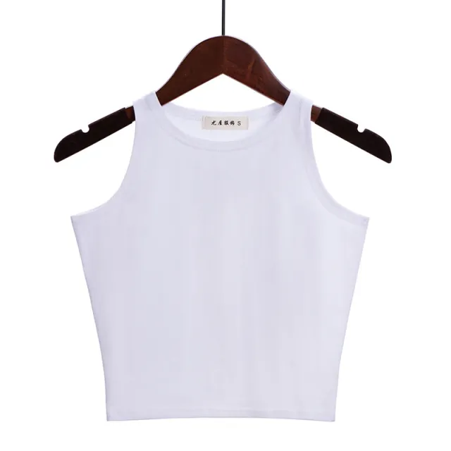Women's Fashionable Sleeveless Slim Round Neck Bottoming Shirt Top White - Shop at LoveMi