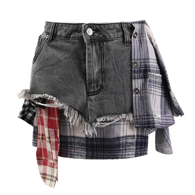 Deconstructing Design Sense Denim Skirt Female Irregular Gray - Shop at LoveMi