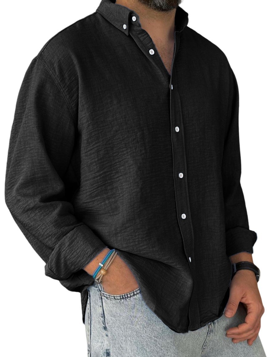 Camisa algodón lavado color negro