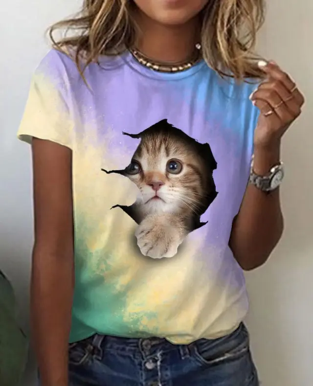 Animal Series Digital 3D Printing Men's And Women's Short sleeved T shirt Top Lttx259 - Shop at LoveMi