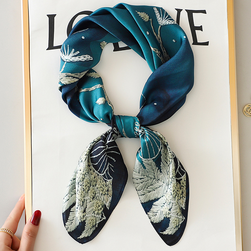 Yellow Small Square Silk Scarf For Women