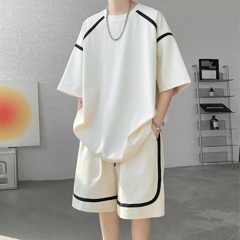 Textured Athletic Set For Men Summer American Style