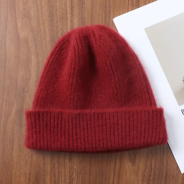 Outdoor Full Wool Knitted Warm Hat Wine Red - Shop at LoveMi