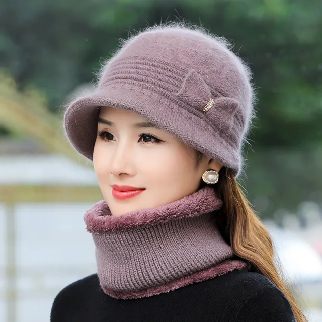 Fashion Velvet Padded Warm Wool Hat Taro - Shop at LoveMi