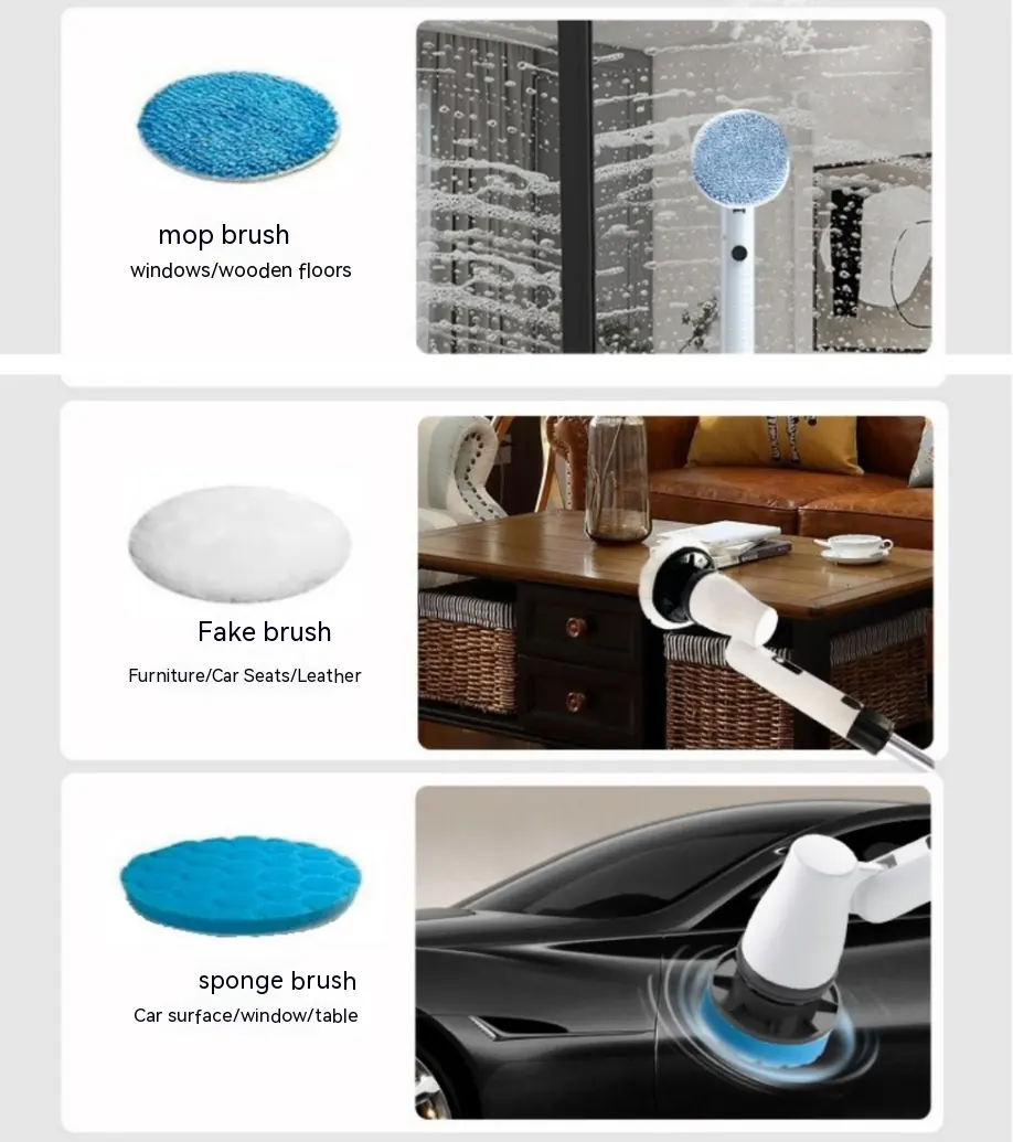 7-in-1 Wireless Cleaning Brush Long Handle Retractable