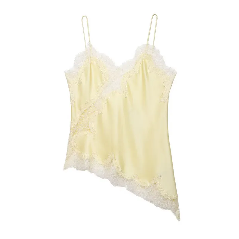 Fashion Sexy Lace Trim Camisole Women - Yellow