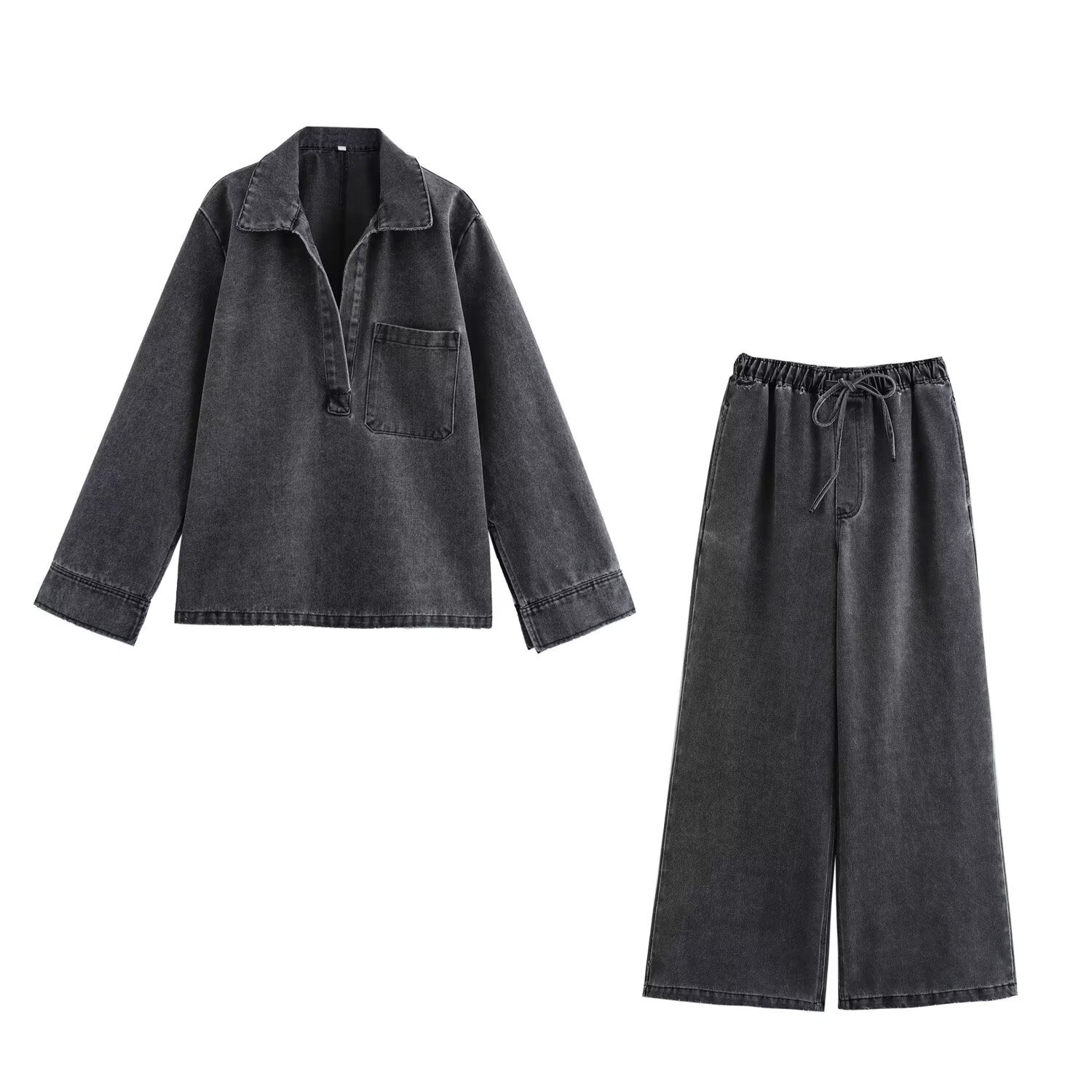 Street Fashion Straight Pants Suit Women's Clothing Black - Shop at LoveMi