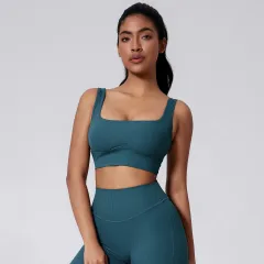 Women's Fashion Yoga Running Fitness Sports Vest - Green - View 1