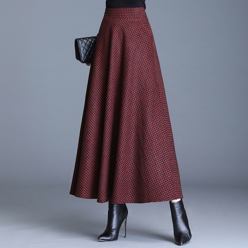 Womens Long Woolen Skirt With A Ful