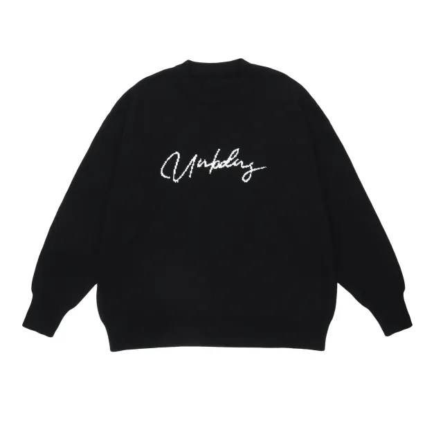 Polyester Sweater Letter Design Top Round Neck Sweater Black - Shop at LoveMi