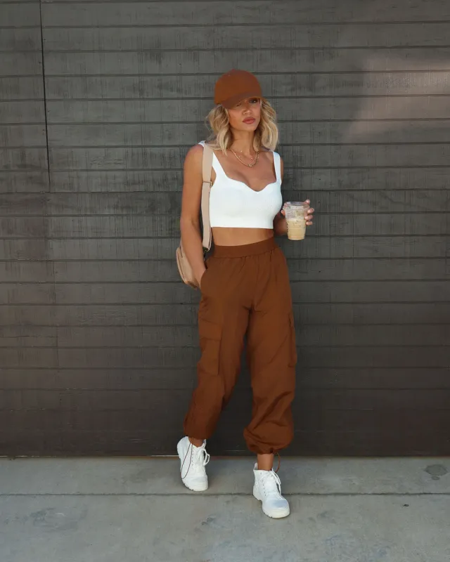 Multi pocket Cargo Pants Women's Elastic Waist Loose Bronze Xl - Shop at LoveMi