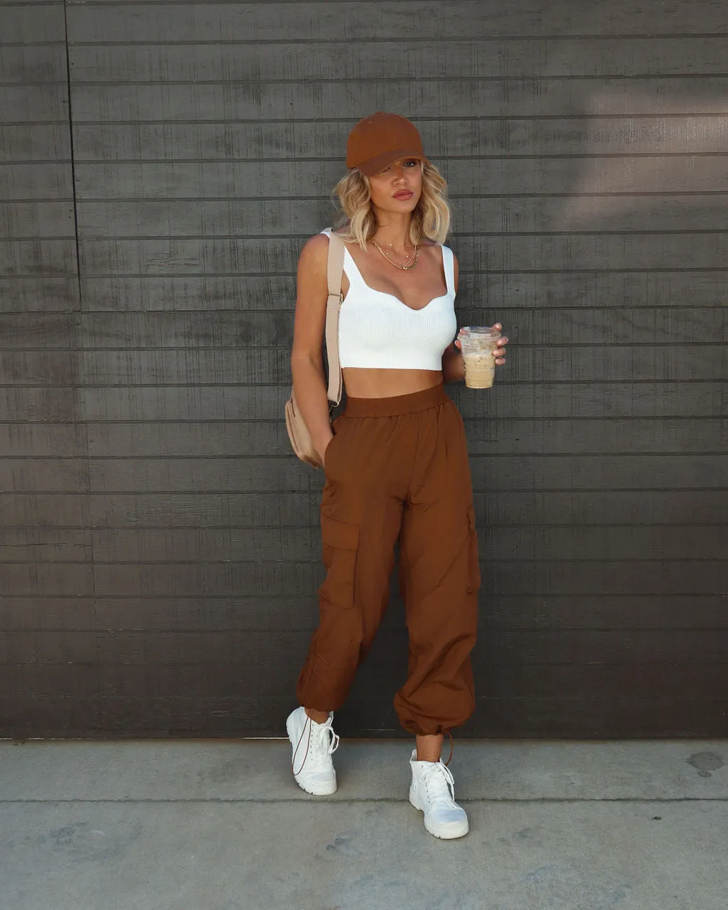 Multi-pocket Cargo Pants Women's Elastic Waist Loose - Bronze-Xl