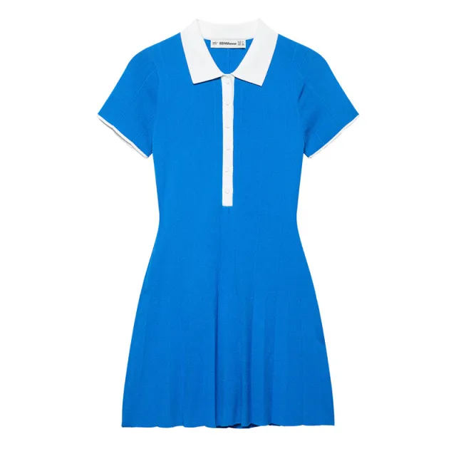 New Summer Contrast Color Knit Shirt Type Dress - Shop at LoveMi