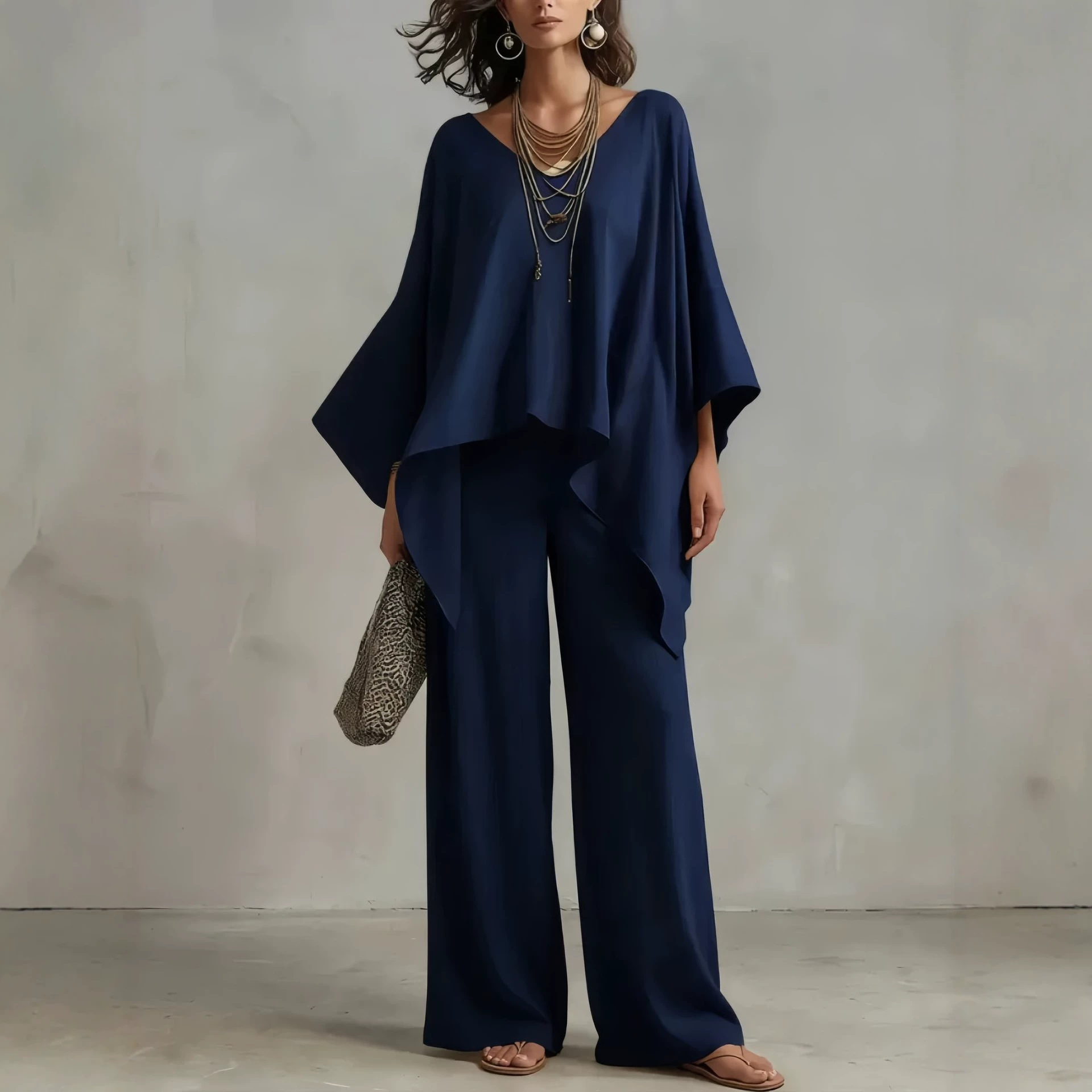 Women's Irregular Hem Wide-leg Pants Set