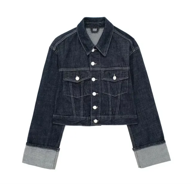 New Women's Hemming Sleeve Denim Jacket Coat Trousers Top L - Shop at LoveMi
