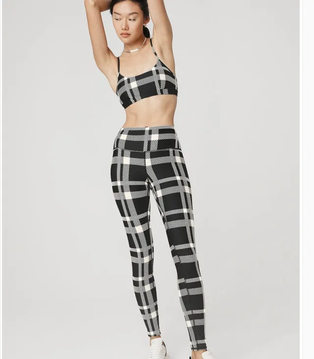 Fashion Large Plaid Yoga Clothes Black Pants - Shop at LoveMi