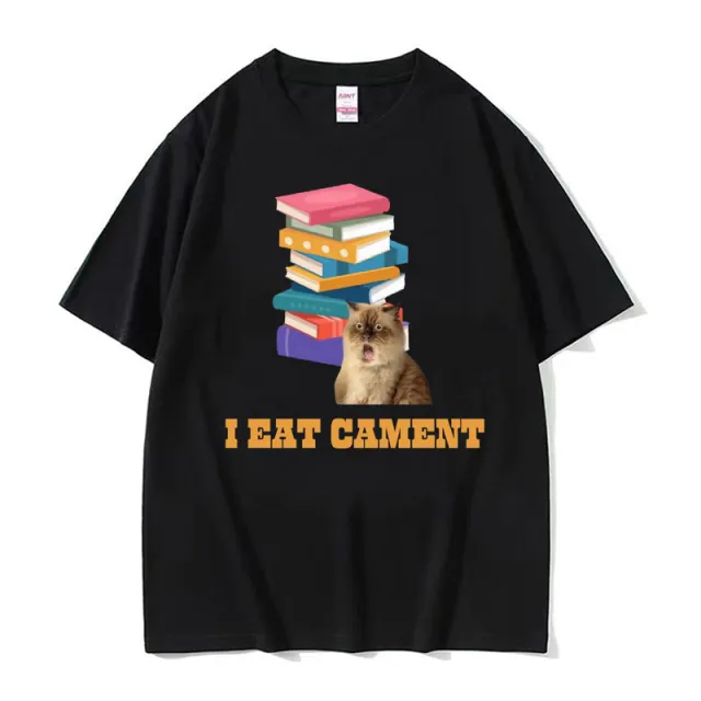 Funny Printed T shirt Men And Women Fashion Round Neck Loose Short Sleeves S2054Black - Shop at LoveMi