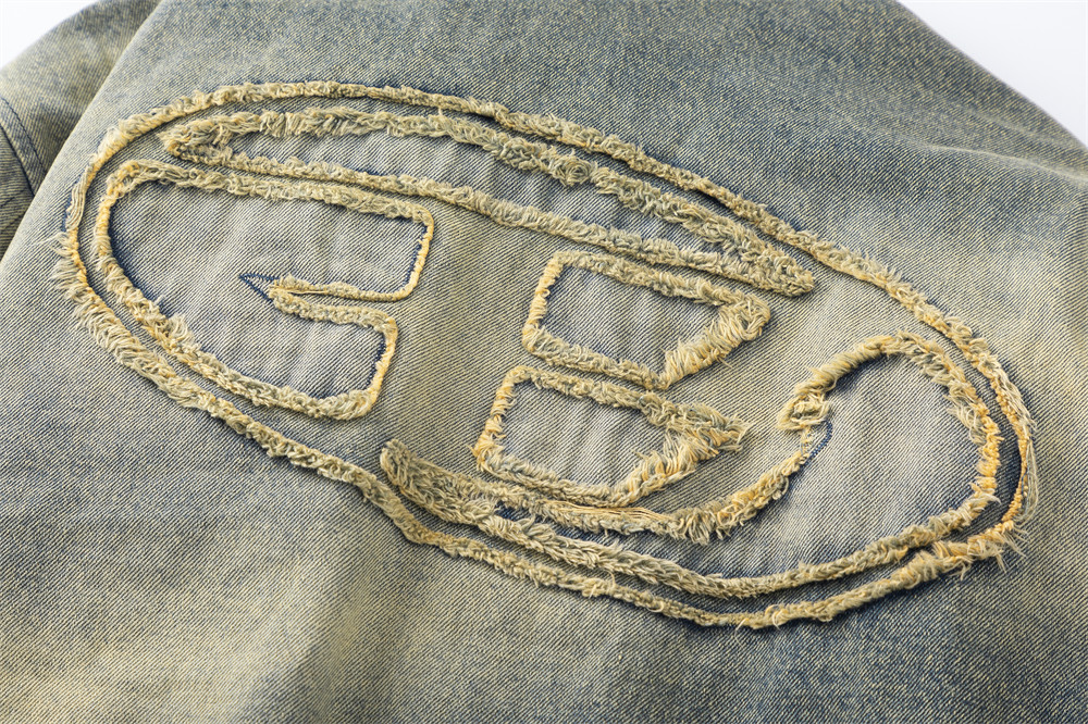 Gradient Wash Thick Quilted Denim Jacket Coat