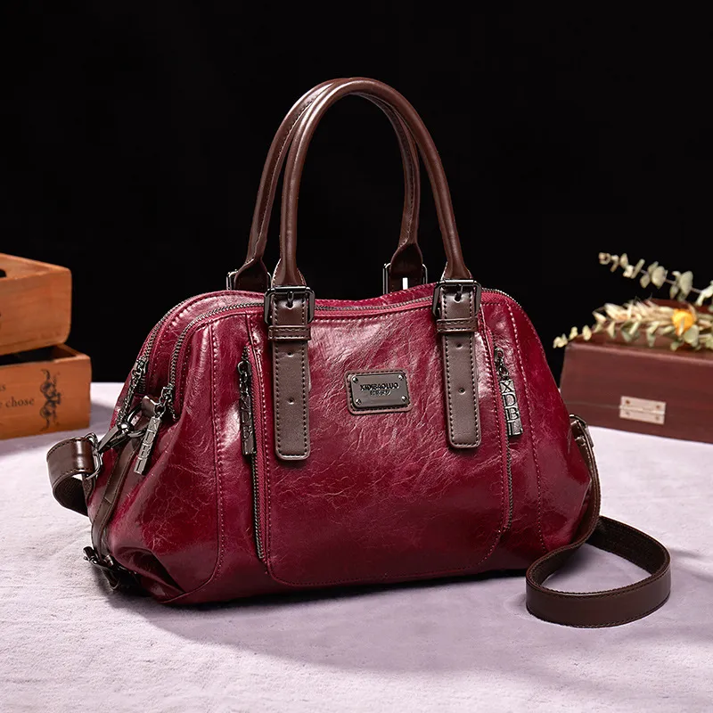Bag Female Women's Genuine Leather Bags Handbags Crossbody Bags For Women Shoulder Bags Genuine Leather Bolsa Feminina Tote - Red
