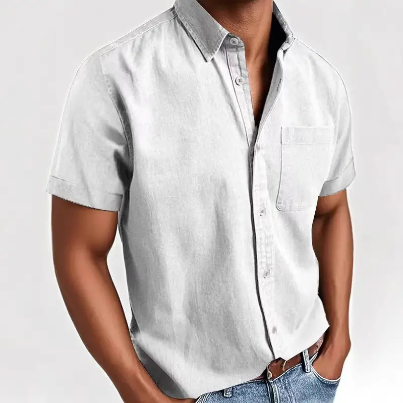 Single-breasted Shirt Men's Short Sleeve