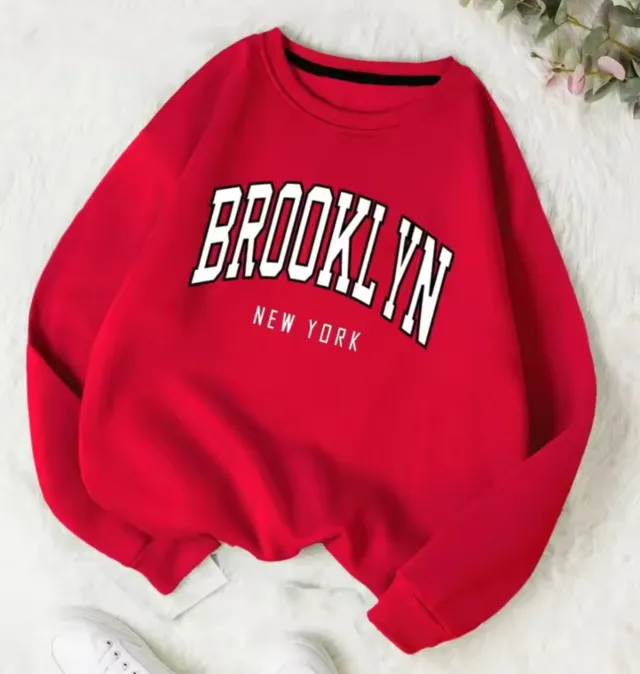 Personality Trend Printed Crew Neck Sweatshirt Women Red - Shop at LoveMi