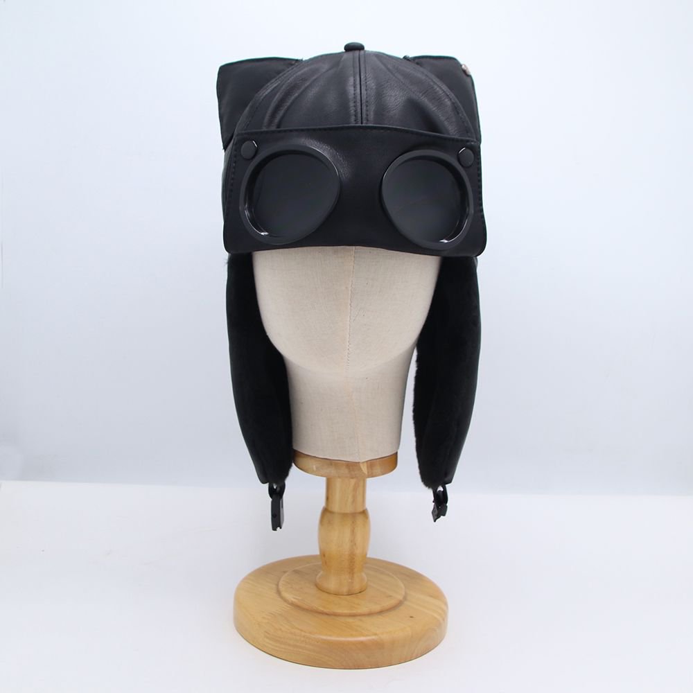 Womens Cute Cat-ear Retro Leather Lei Feng Cap — photo 1